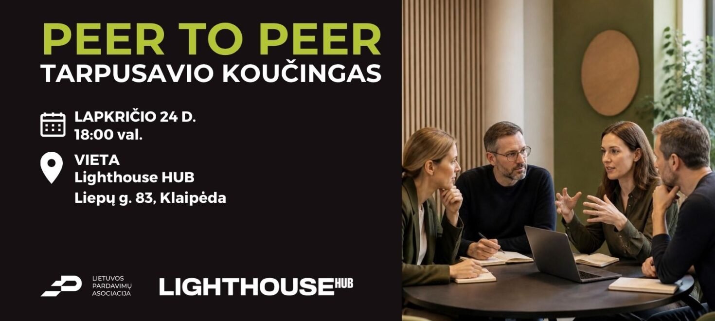 Peer to peer: tavo iššūkis – kitų patirtis. Lapkričio 24 d. 18 val., Klaipėda.